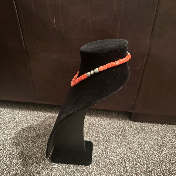 Hand Crafted Salmon Coral & Sterling Silver “One of a Kind” Necklace - Picture 2 of 3